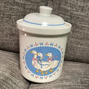 Ribbon Geese Ceramic Canister